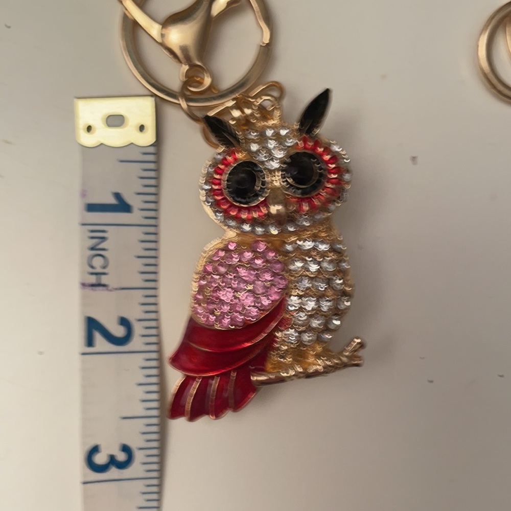 Keychain Jeweled Sparkly Owl Elephant Bear Bling - Picture 3 of 10